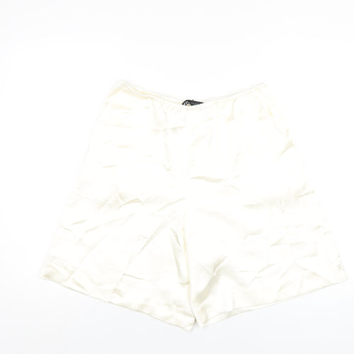 Zara Womens Ivory Polyester Basic Shorts Size M L8 in Regular Pull On