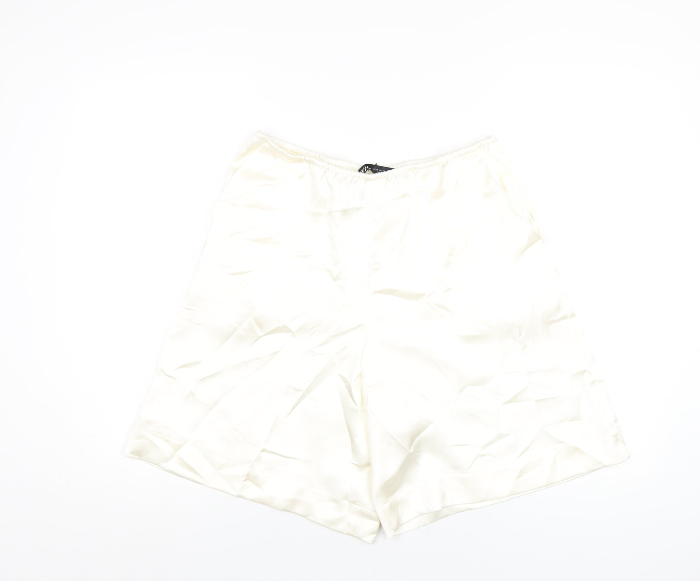 Zara Womens Ivory Polyester Basic Shorts Size M L8 in Regular Pull On