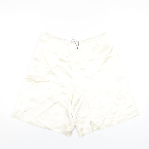 Zara Womens Ivory Polyester Basic Shorts Size M L8 in Regular Pull On