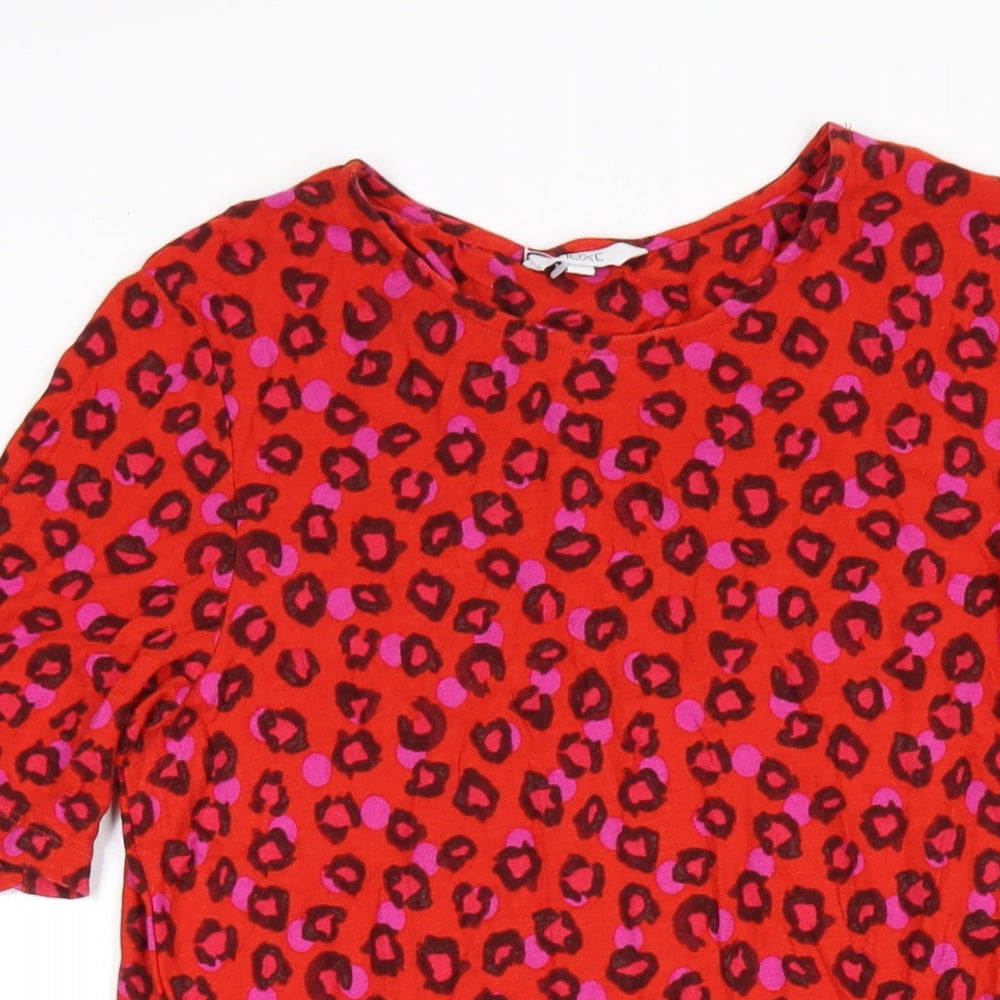 NEXT Womens Red Animal Print Viscose A-Line Size 14 Round Neck Pullover