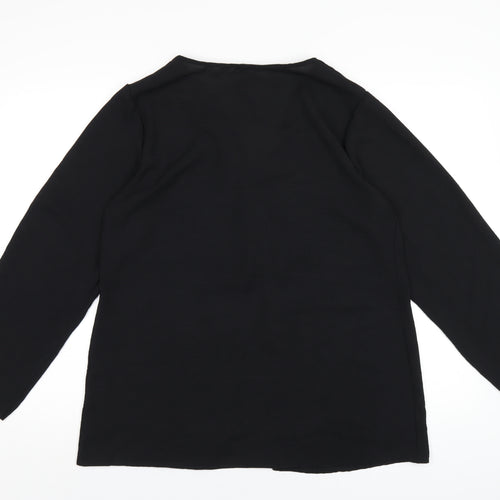 Boohoo Womens Black Polyester Basic T-Shirt Size 14 V-Neck