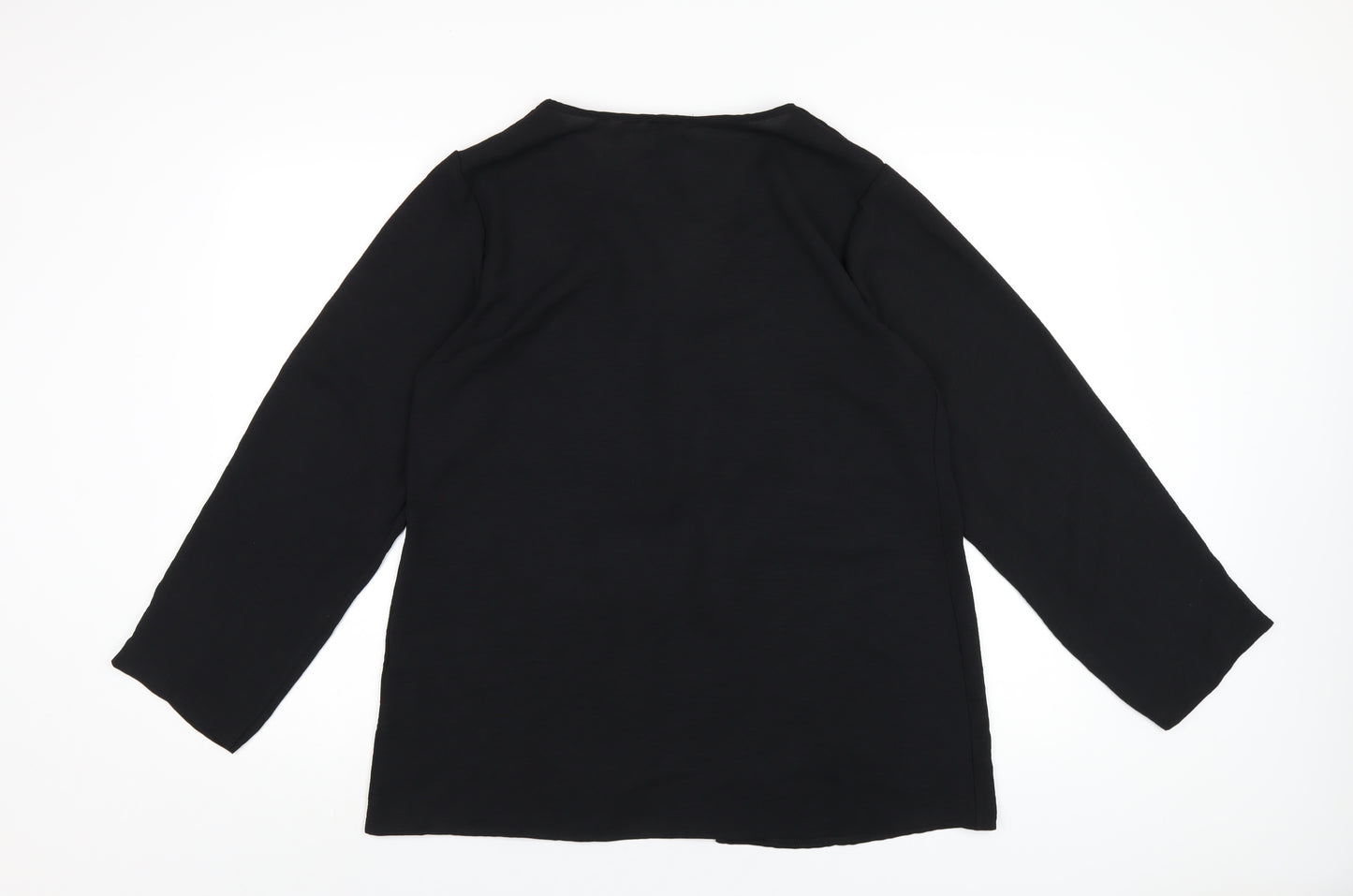 Boohoo Womens Black Polyester Basic T-Shirt Size 14 V-Neck