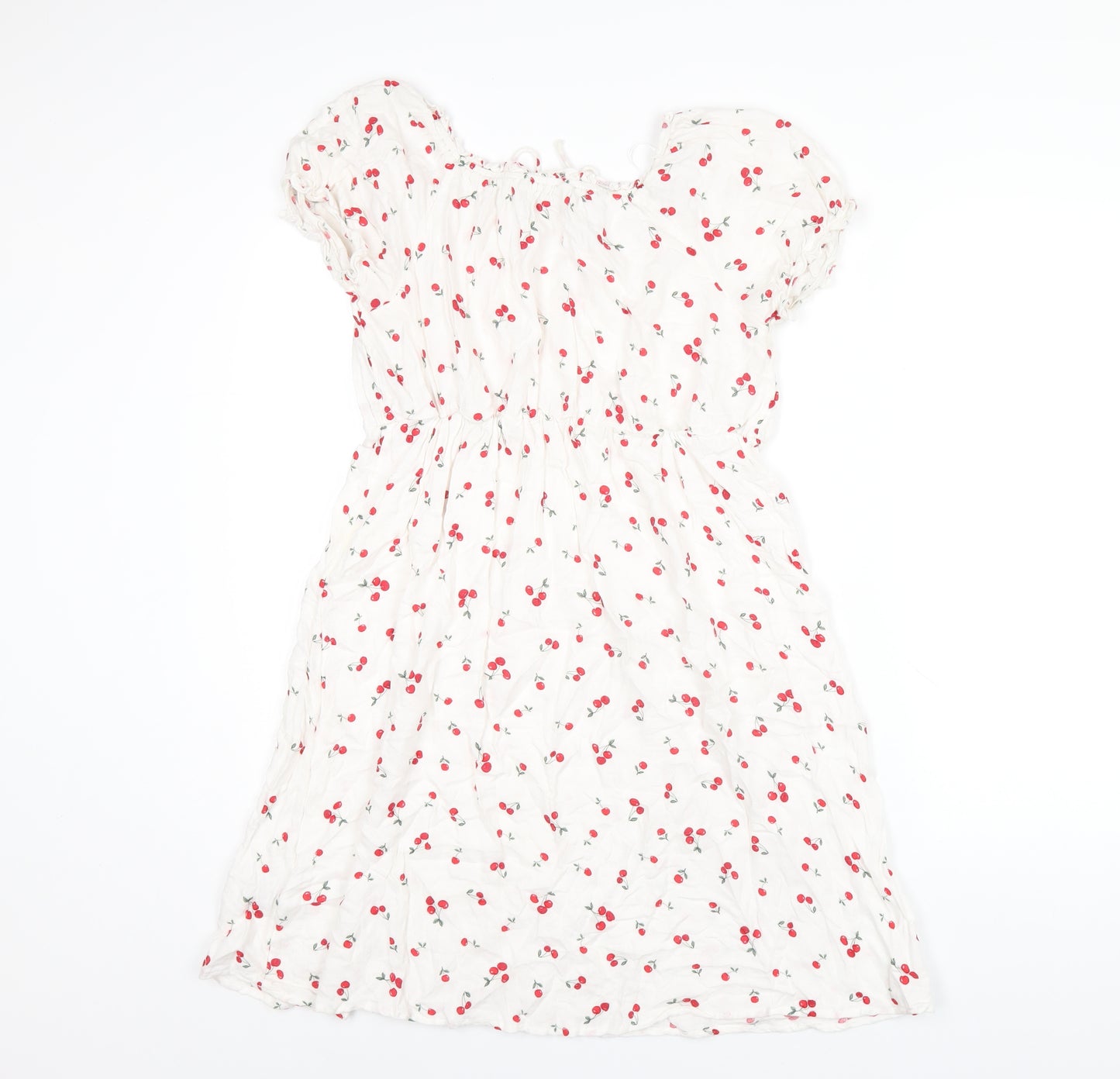 Clockhouse Womens White Geometric Viscose A-Line Size 12 Scoop Neck Pullover