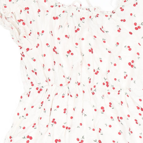 Clockhouse Womens White Geometric Viscose A-Line Size 12 Scoop Neck Pullover