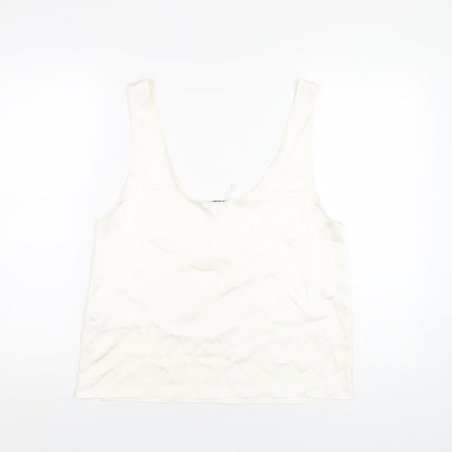 Zara Womens Ivory Polyester Basic Tank Size L Scoop Neck
