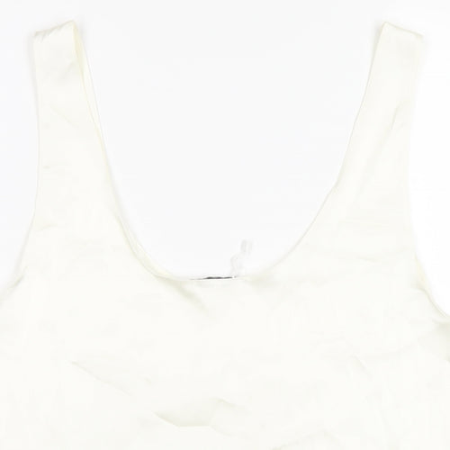 Zara Womens Ivory Polyester Basic Tank Size L Scoop Neck