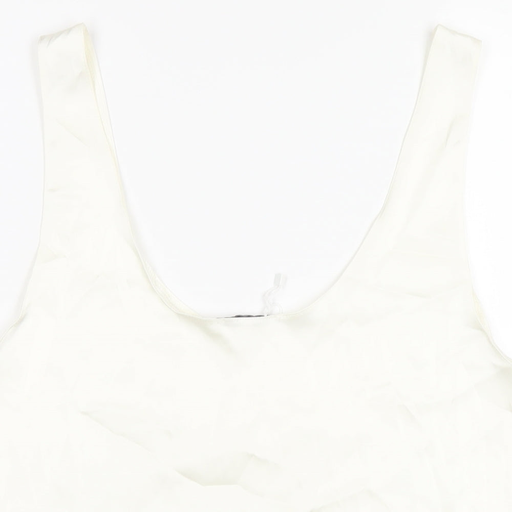 Zara Womens Ivory Polyester Basic Tank Size L Scoop Neck