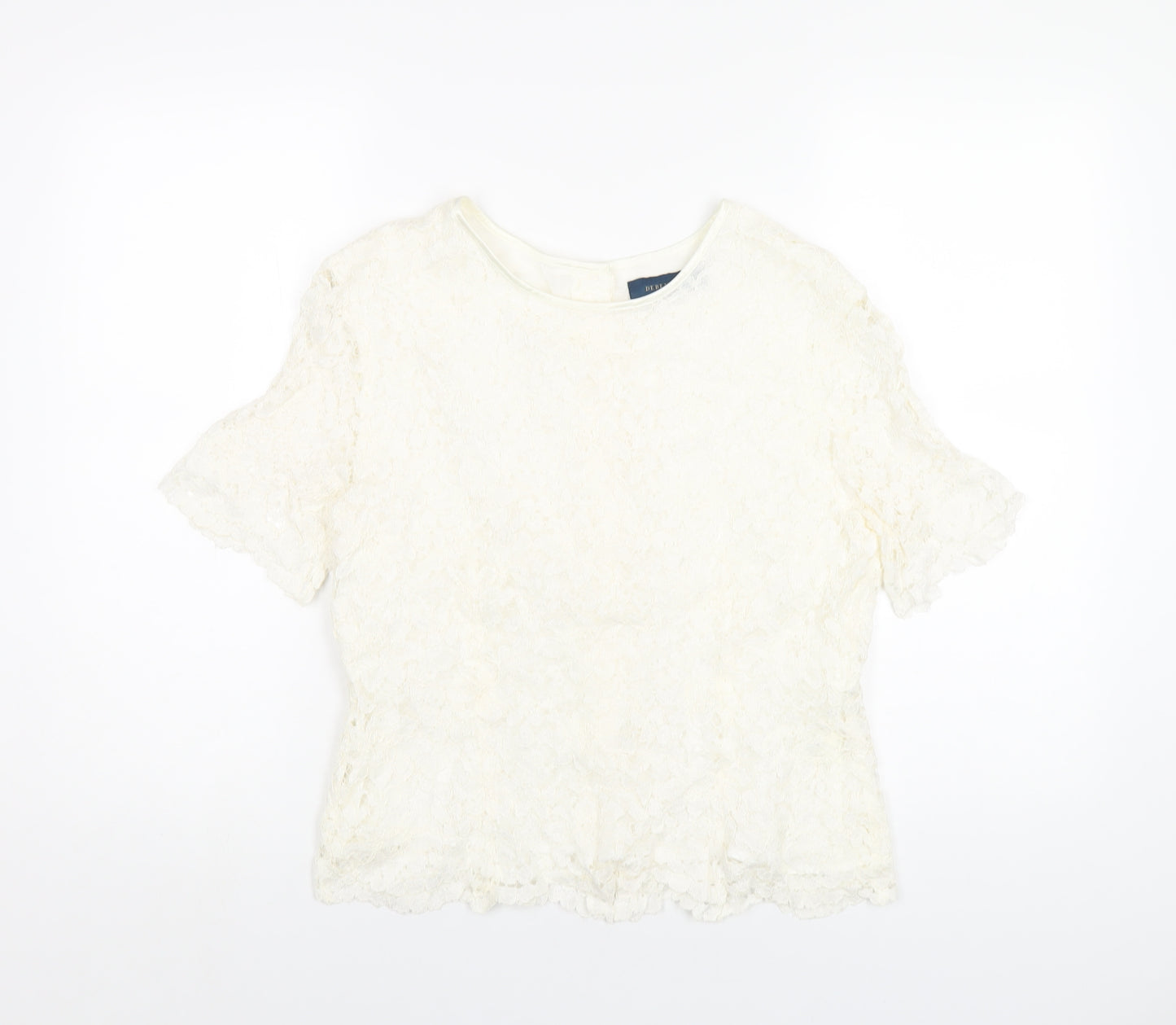 Debenhams Womens Ivory Viscose Basic T-Shirt Size 14 Round Neck