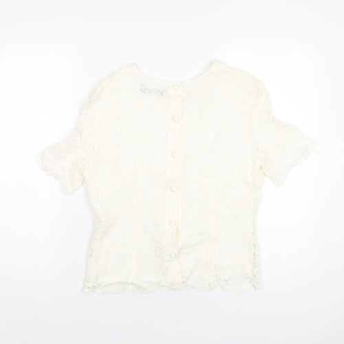 Debenhams Womens Ivory Viscose Basic T-Shirt Size 14 Round Neck