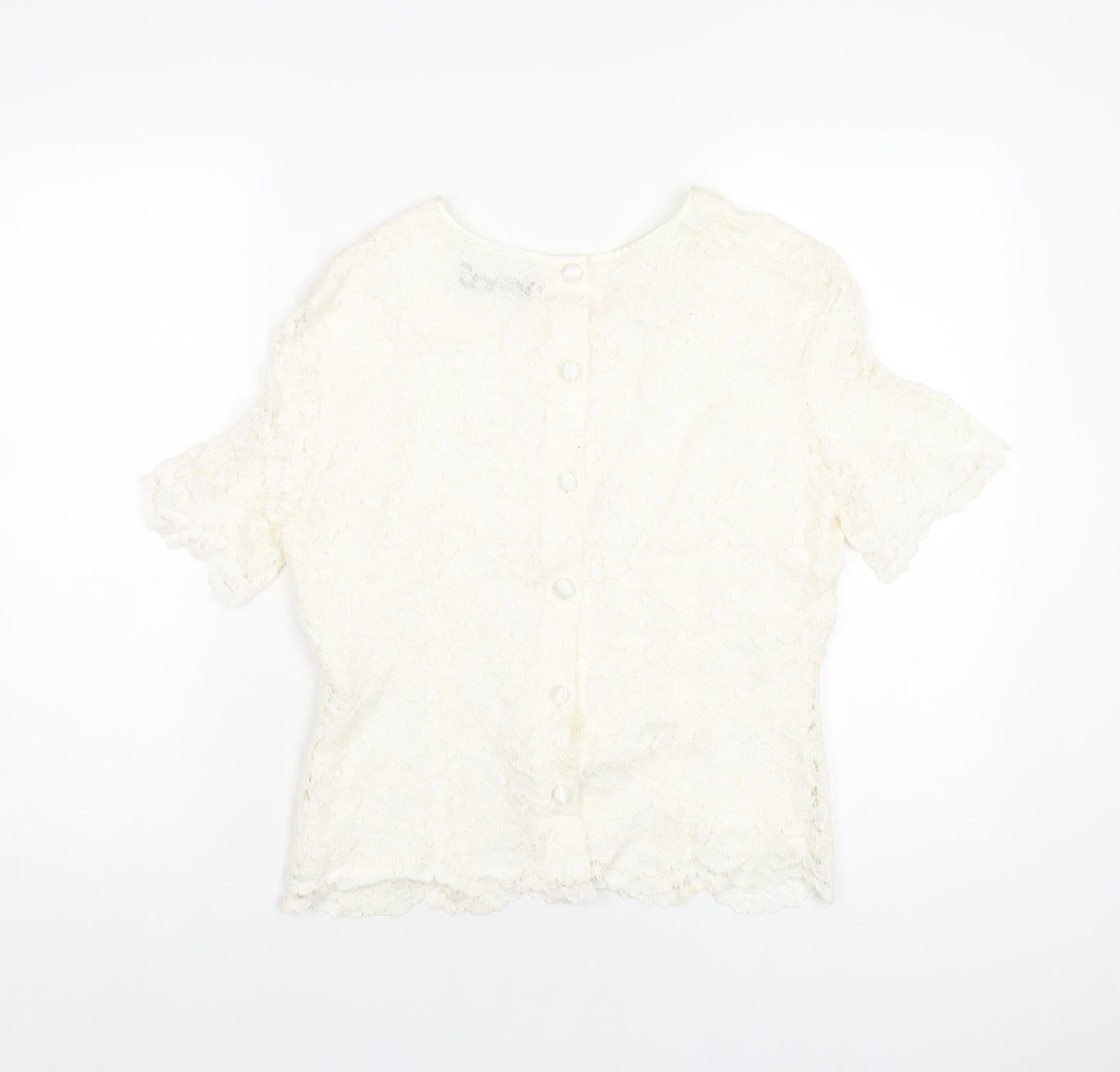 Debenhams Womens Ivory Viscose Basic T-Shirt Size 14 Round Neck