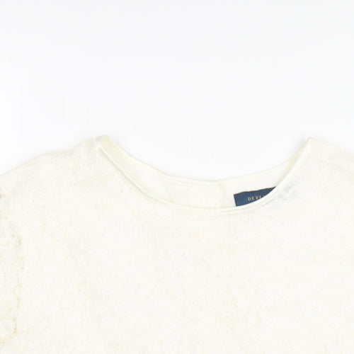 Debenhams Womens Ivory Viscose Basic T-Shirt Size 14 Round Neck