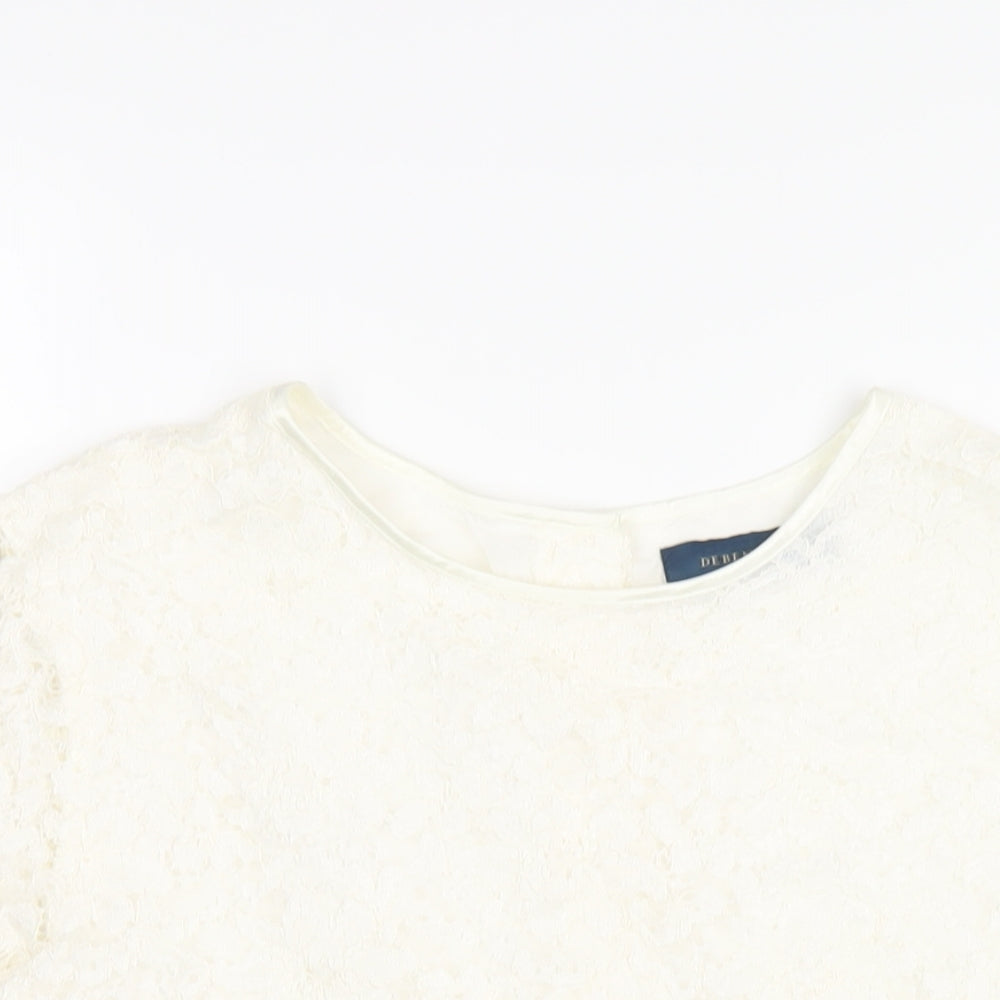 Debenhams Womens Ivory Viscose Basic T-Shirt Size 14 Round Neck