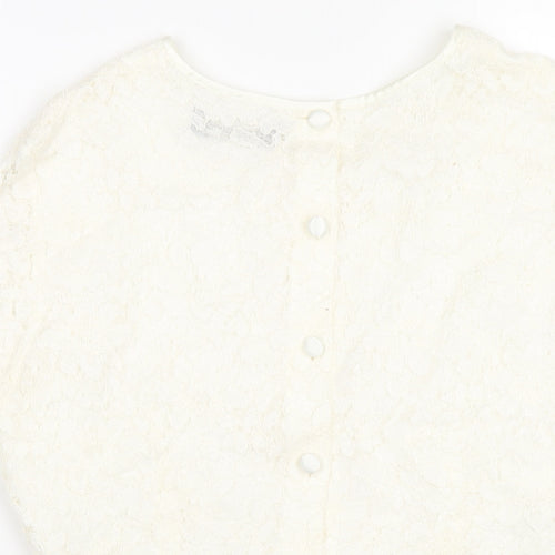 Debenhams Womens Ivory Viscose Basic T-Shirt Size 14 Round Neck