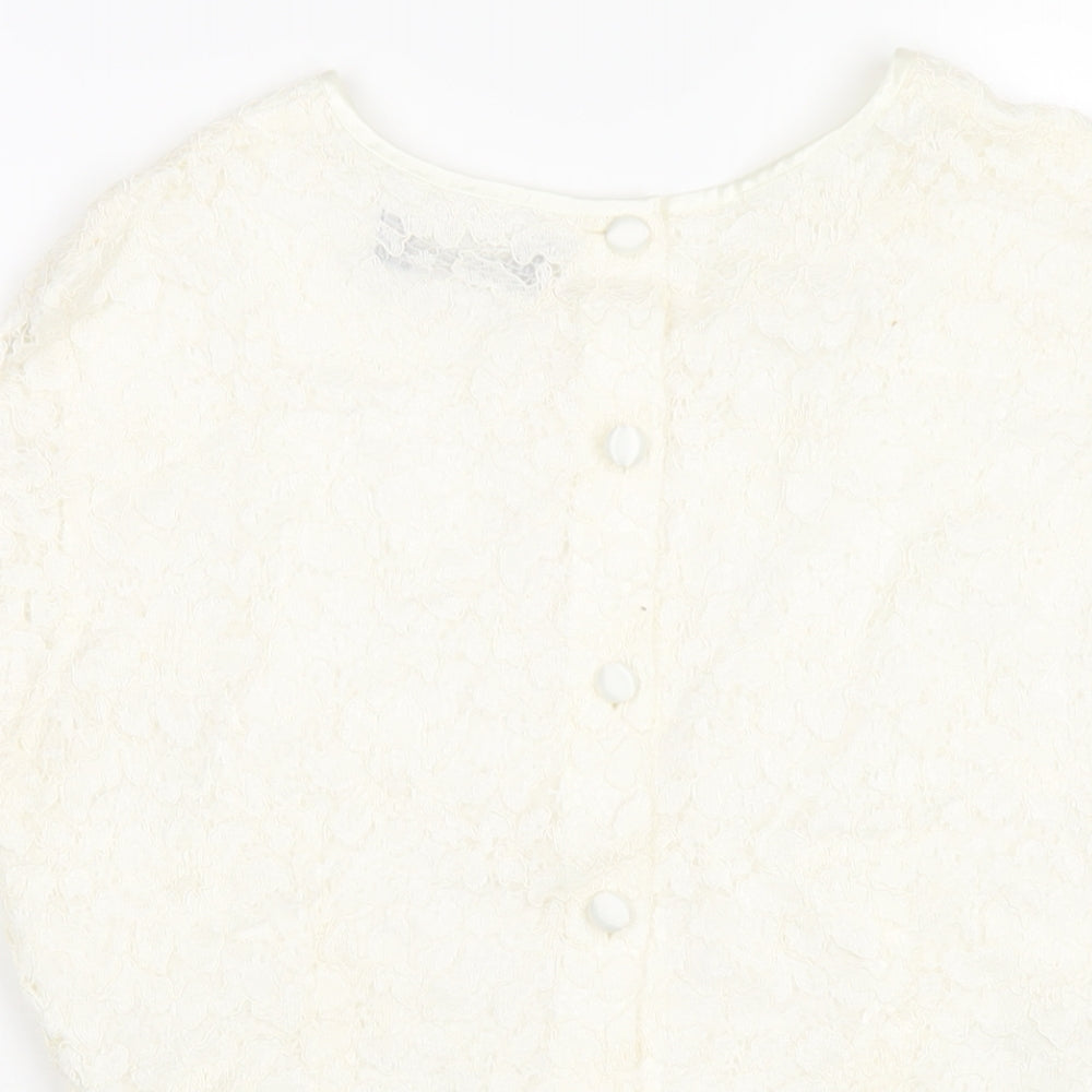 Debenhams Womens Ivory Viscose Basic T-Shirt Size 14 Round Neck