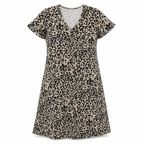 New Look Womens Beige Animal Print Viscose A-Line Size 12 V-Neck Pullover