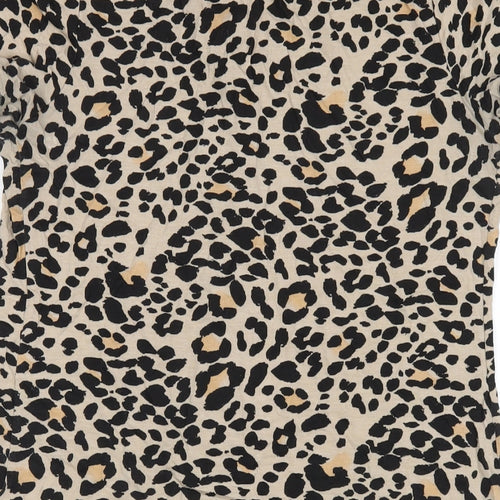 New Look Womens Beige Animal Print Viscose A-Line Size 12 V-Neck Pullover