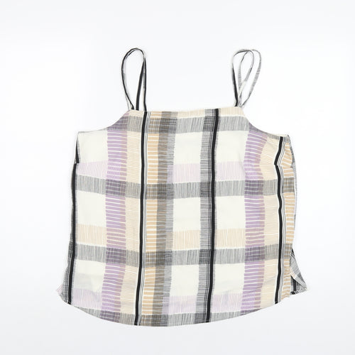 Marks and Spencer Womens Multicoloured Geometric Polyester Camisole T-Shirt Size 14 Square Neck