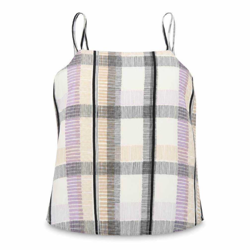 Marks and Spencer Womens Multicoloured Geometric Polyester Camisole T-Shirt Size 14 Square Neck