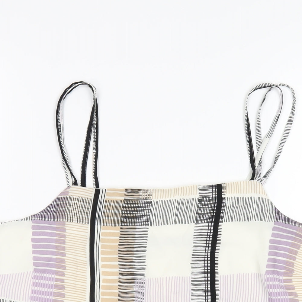 Marks and Spencer Womens Multicoloured Geometric Polyester Camisole T-Shirt Size 14 Square Neck