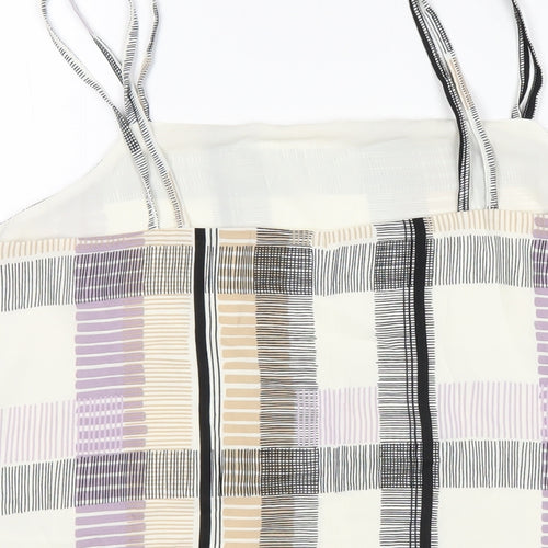 Marks and Spencer Womens Multicoloured Geometric Polyester Camisole T-Shirt Size 14 Square Neck