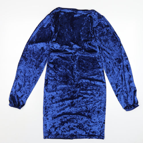 ASOS Womens Blue Polyester Bodycon Size 8 V-Neck Pullover