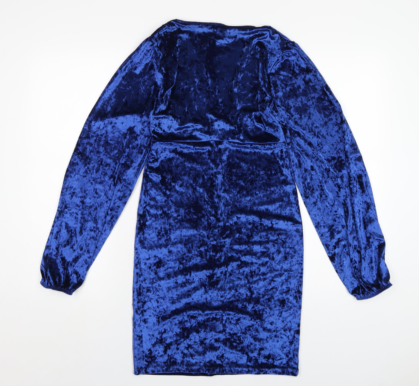 ASOS Womens Blue Polyester Bodycon Size 8 V-Neck Pullover