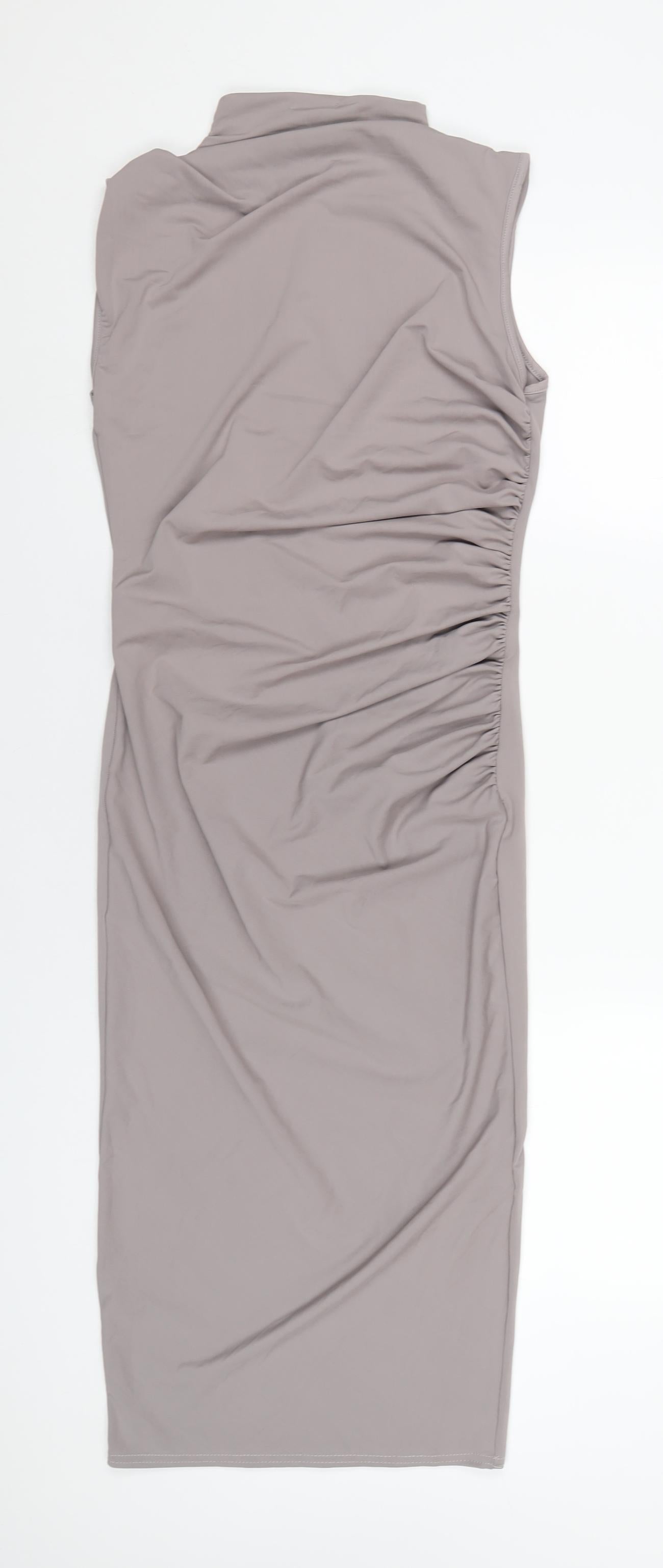 Boohoo Womens Grey Polyester Bodycon Size 8 Mock Neck Pullover