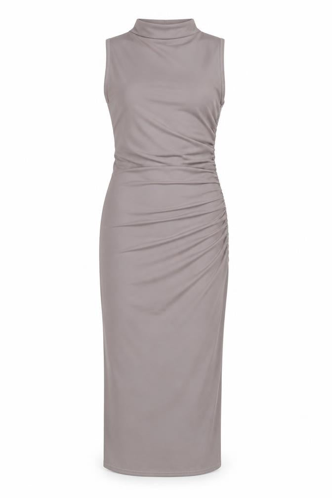 Boohoo Womens Grey Polyester Bodycon Size 8 Mock Neck Pullover