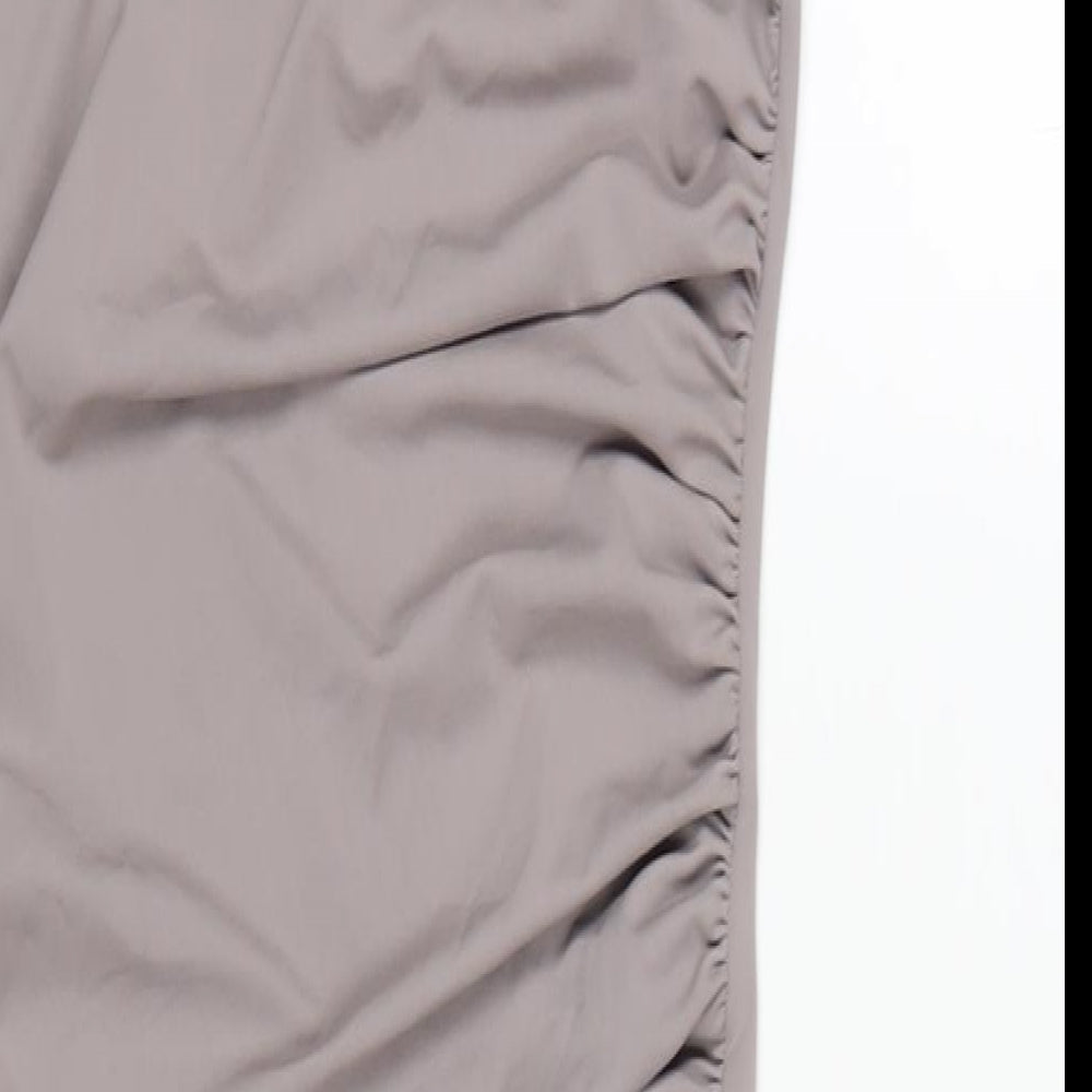 Boohoo Womens Grey Polyester Bodycon Size 8 Mock Neck Pullover