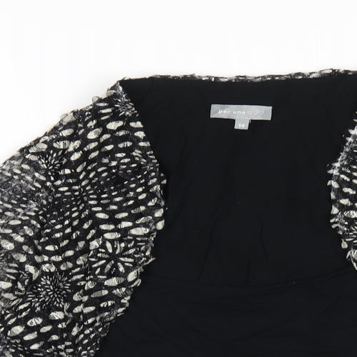 Per Una Womens Black Polyester Basic T-Shirt Size 14 Scoop Neck