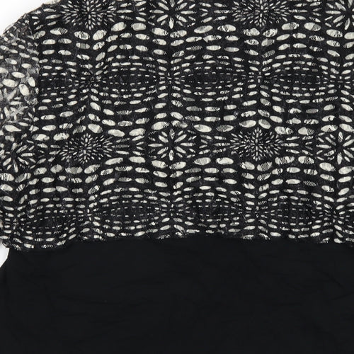 Per Una Womens Black Polyester Basic T-Shirt Size 14 Scoop Neck