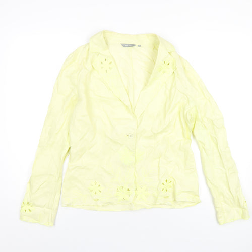 Per Una Womens Yellow Jacket Blazer Size 14 Button