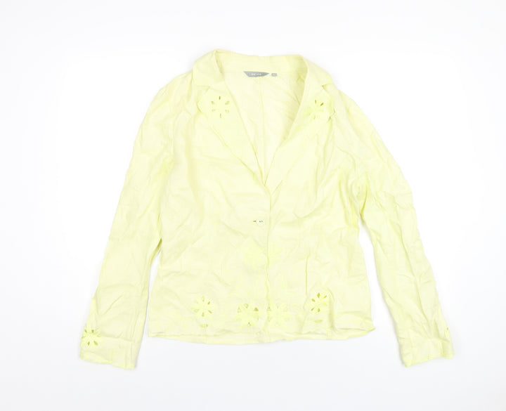 Per Una Womens Yellow Jacket Blazer Size 14 Button