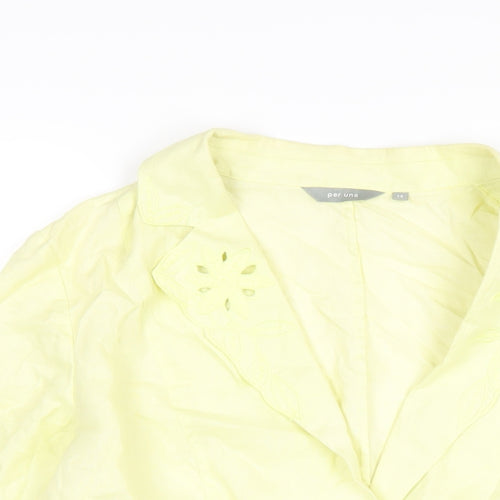 Per Una Womens Yellow Jacket Blazer Size 14 Button