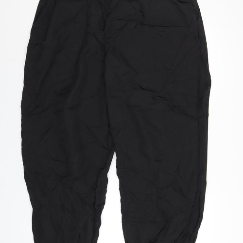 PRETTYLITTLETHING Womens Black Polyester Trousers Size 16 L31 in Regular Drawstring