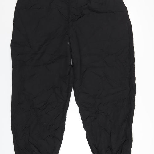 PRETTYLITTLETHING Womens Black Polyester Trousers Size 16 L31 in Regular Drawstring