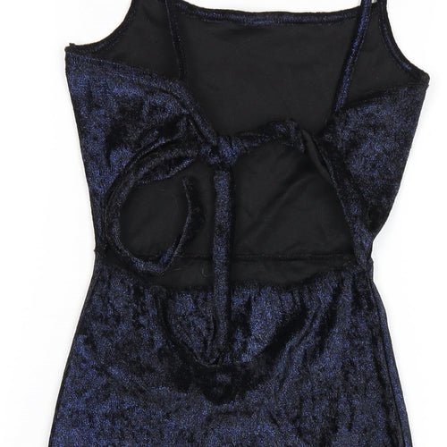 PRETTYLITTLETHING Womens Blue Polyester Bodycon Size 4 Square Neck Pullover