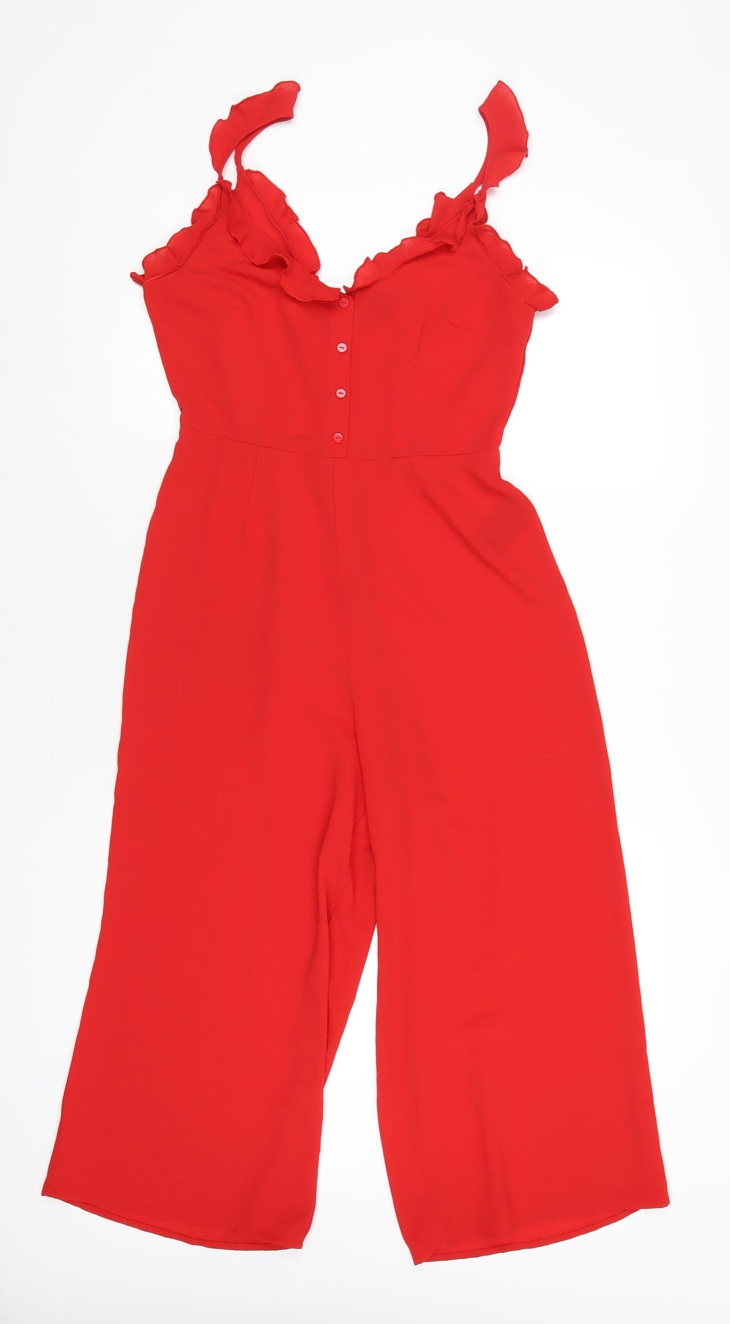 H&M Womens Red Polyester Jumpsuit One-Piece Size 10 L23 in Zip