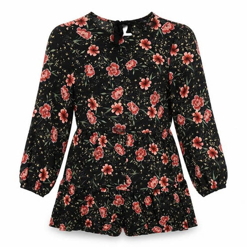 New Look Womens Black Floral Polyester Playsuit One-Piece Size 10 Zip