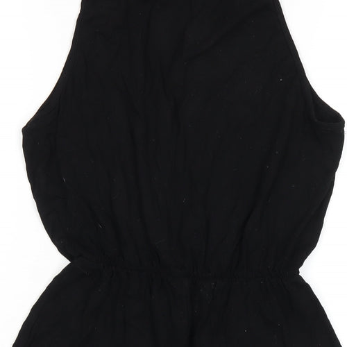 ASOS Womens Black Vinyl Playsuit One-Piece Size 8 Pullover