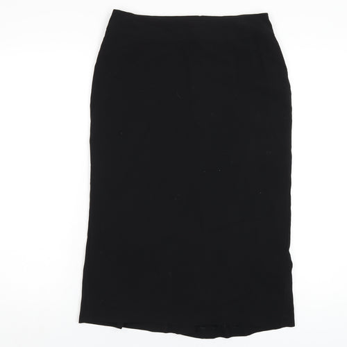 Dunnes Stores Womens Black Polyester Straight & Pencil Skirt Size 8 Zip