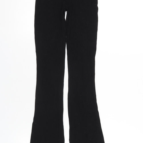 H&M Womens Black Viscose Trousers Size XS L33 in Regular