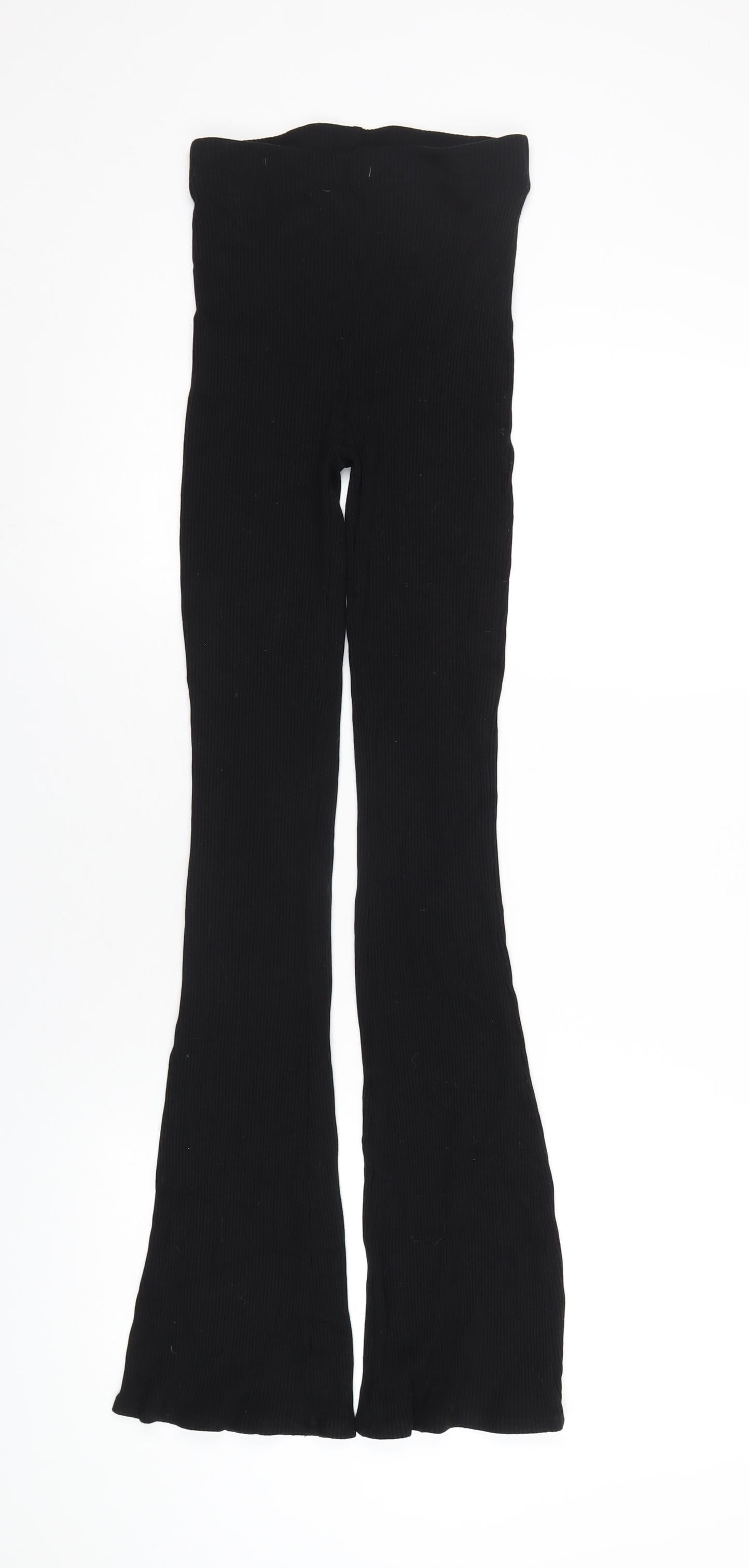 H&M Womens Black Viscose Trousers Size XS L33 in Regular