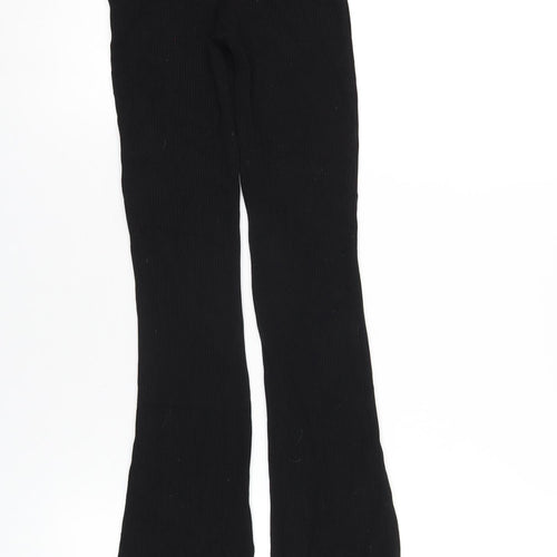 H&M Womens Black Viscose Trousers Size XS L33 in Regular