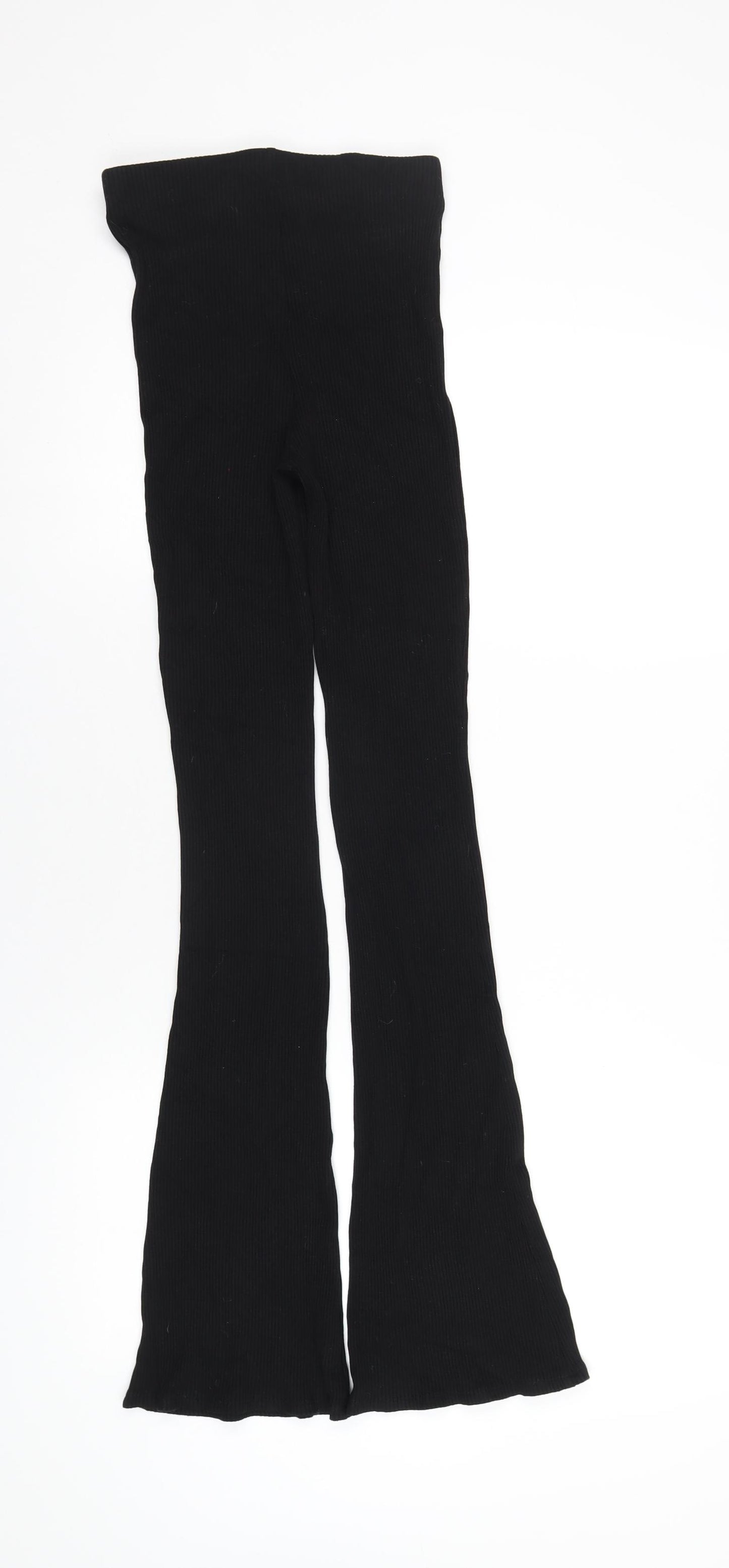 H&M Womens Black Viscose Trousers Size XS L33 in Regular