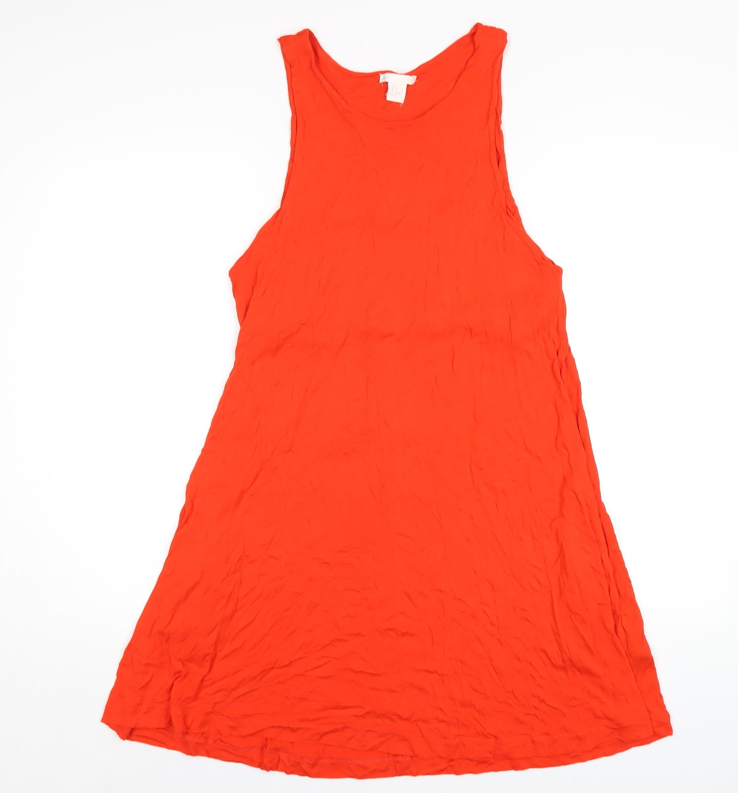 H&M Womens Orange Viscose Tank Dress Size M Round Neck Pullover