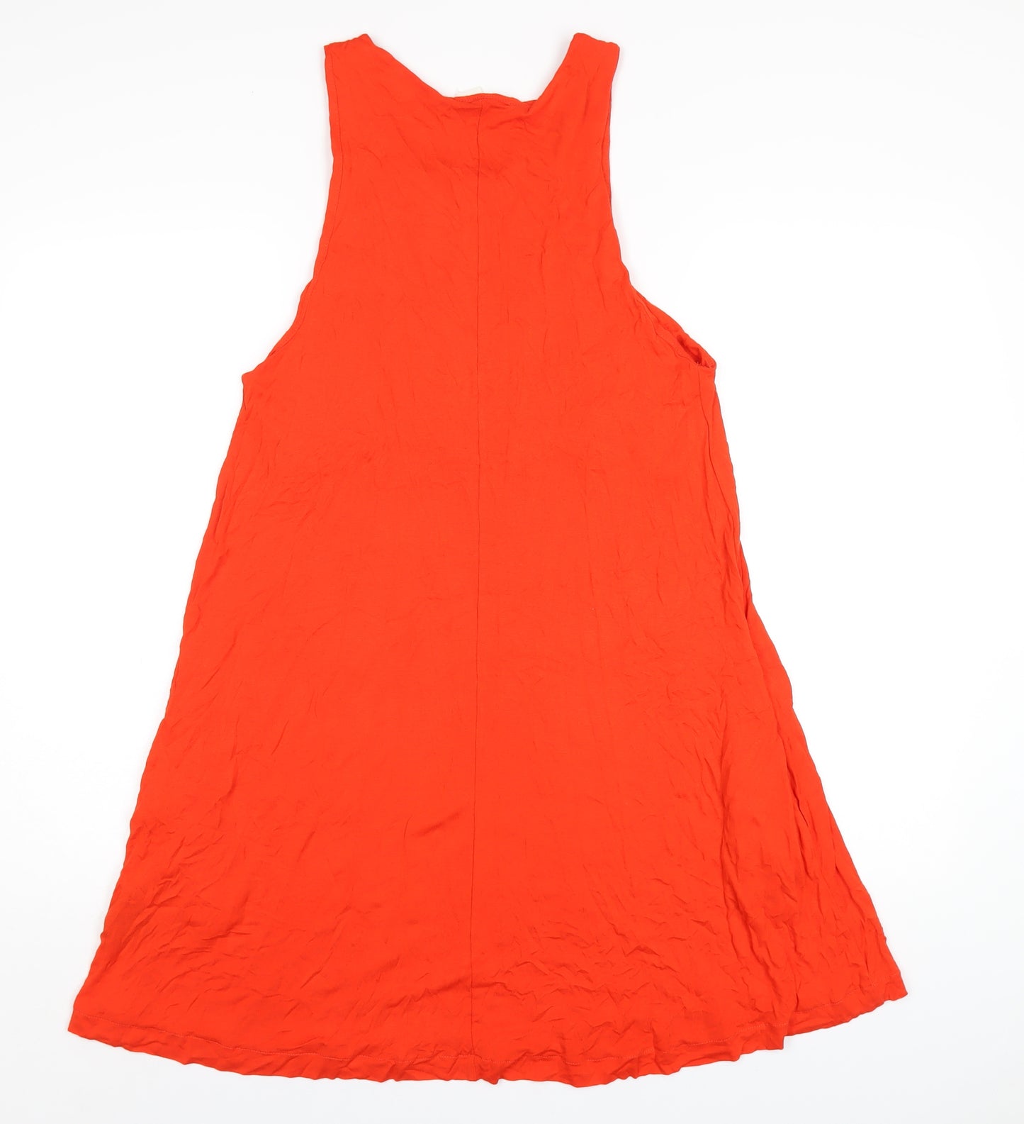 H&M Womens Orange Viscose Tank Dress Size M Round Neck Pullover