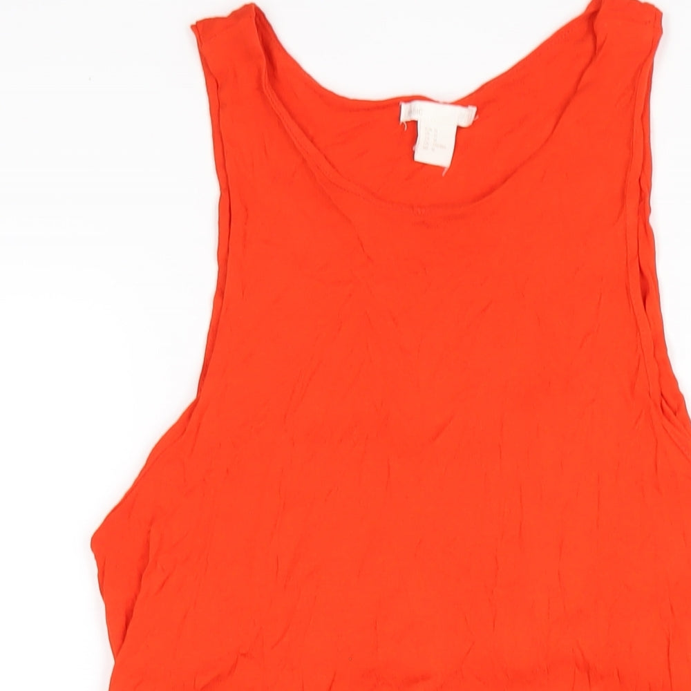 H&M Womens Orange Viscose Tank Dress Size M Round Neck Pullover