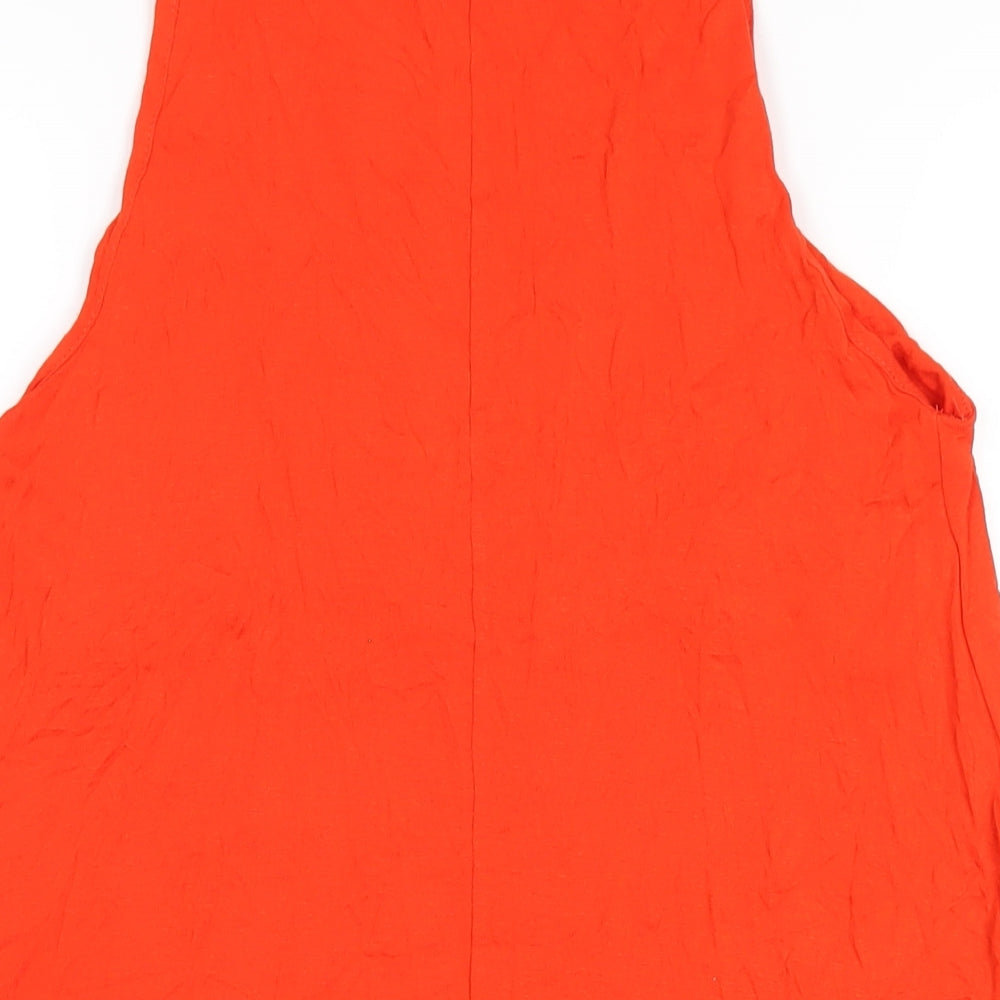 H&M Womens Orange Viscose Tank Dress Size M Round Neck Pullover