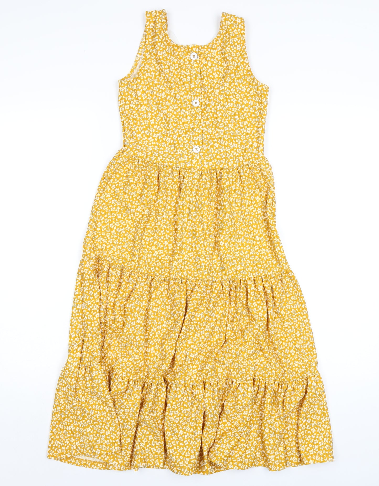 NEXT Girls Yellow Geometric Polyester A-Line Size 9 Years Scoop Neck Pullover